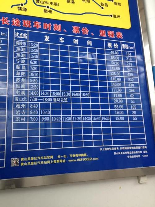 黄山风景区汽车站时刻表-图1