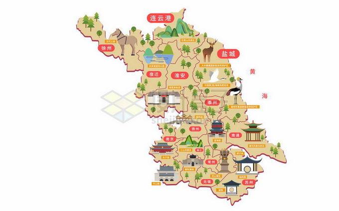 江苏风景区地图-图1