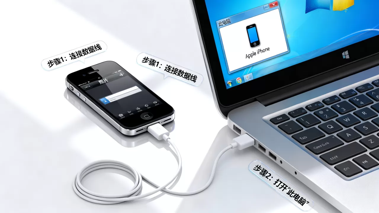 iphone4s怎么拷贝照片到电脑，iphone4s连接电脑传输照片