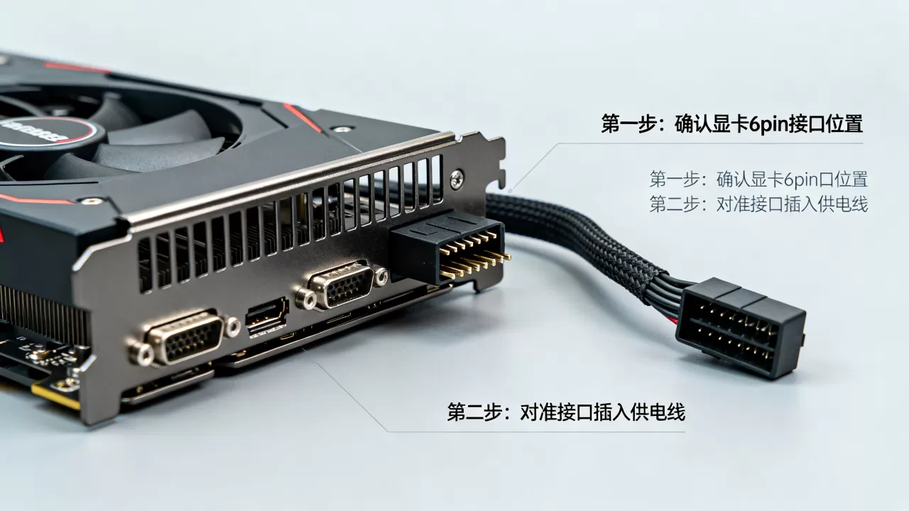 6孔独立供电显卡教程，6pin显卡供电线怎么接