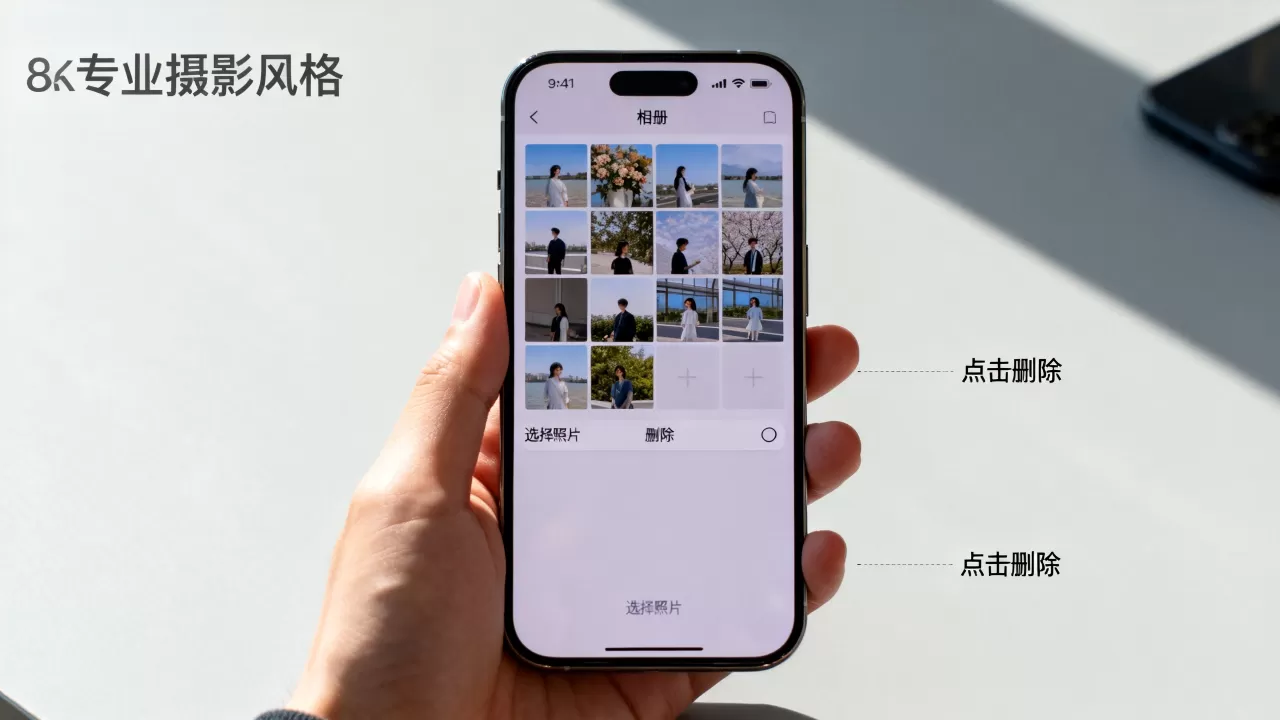 iphone中导入的相册怎么删除照片，苹果手机删除导入照片