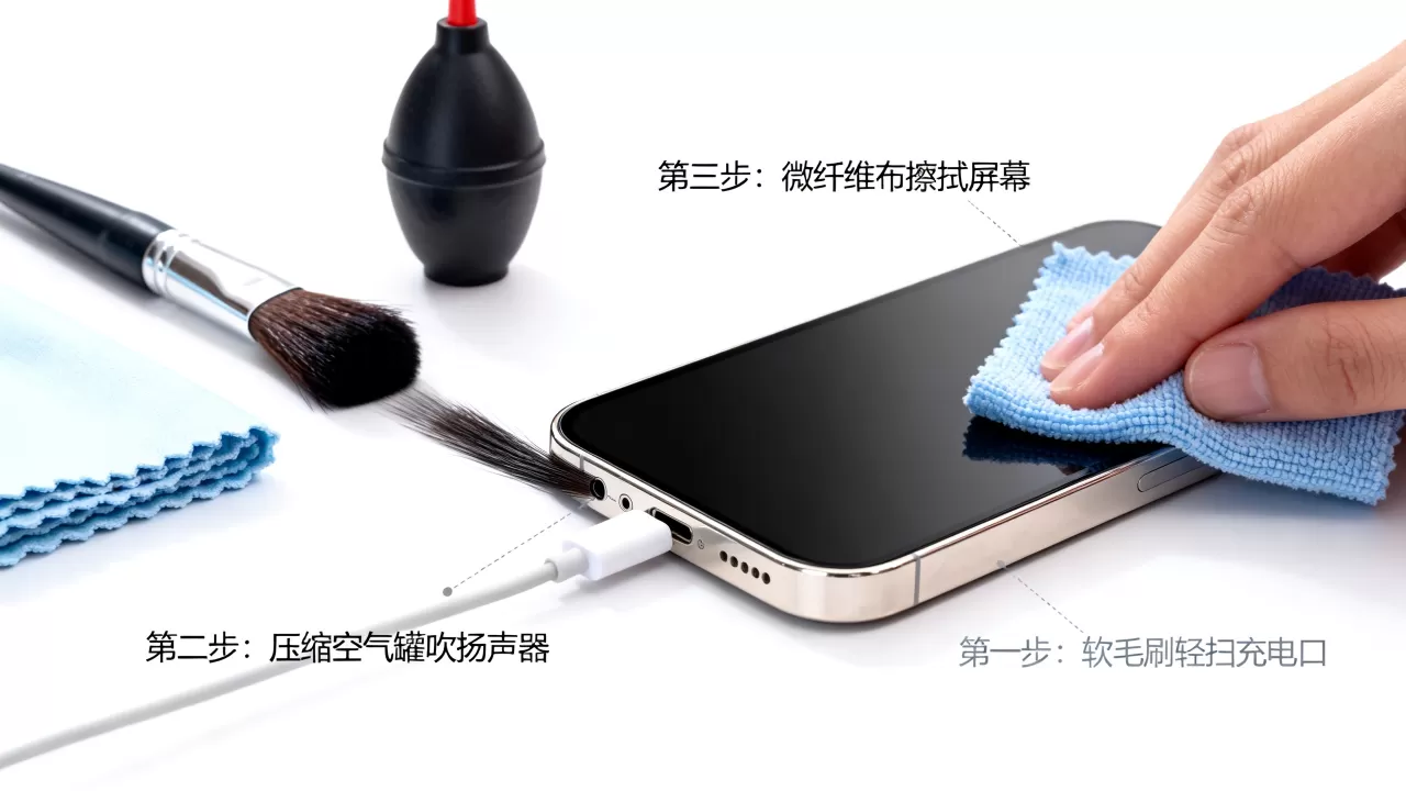 iphone手机怎么清理灰尘，苹果手机清理灰尘方法