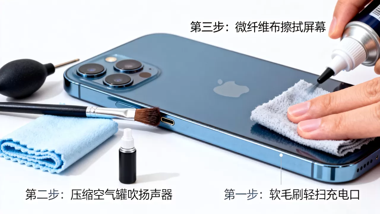 iphone手机怎么清理灰尘，苹果手机清理灰尘方法