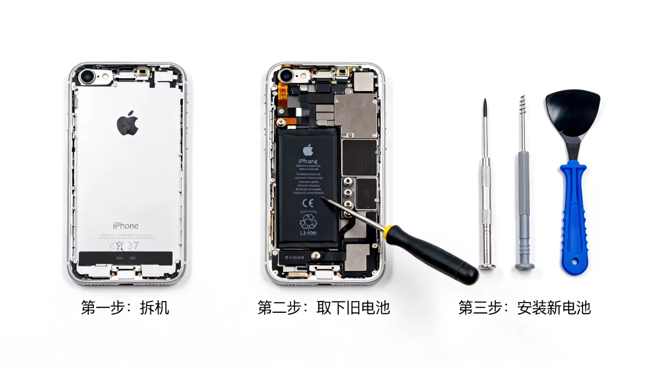 iphone7拆机了怎么换，iphone7换电池教程