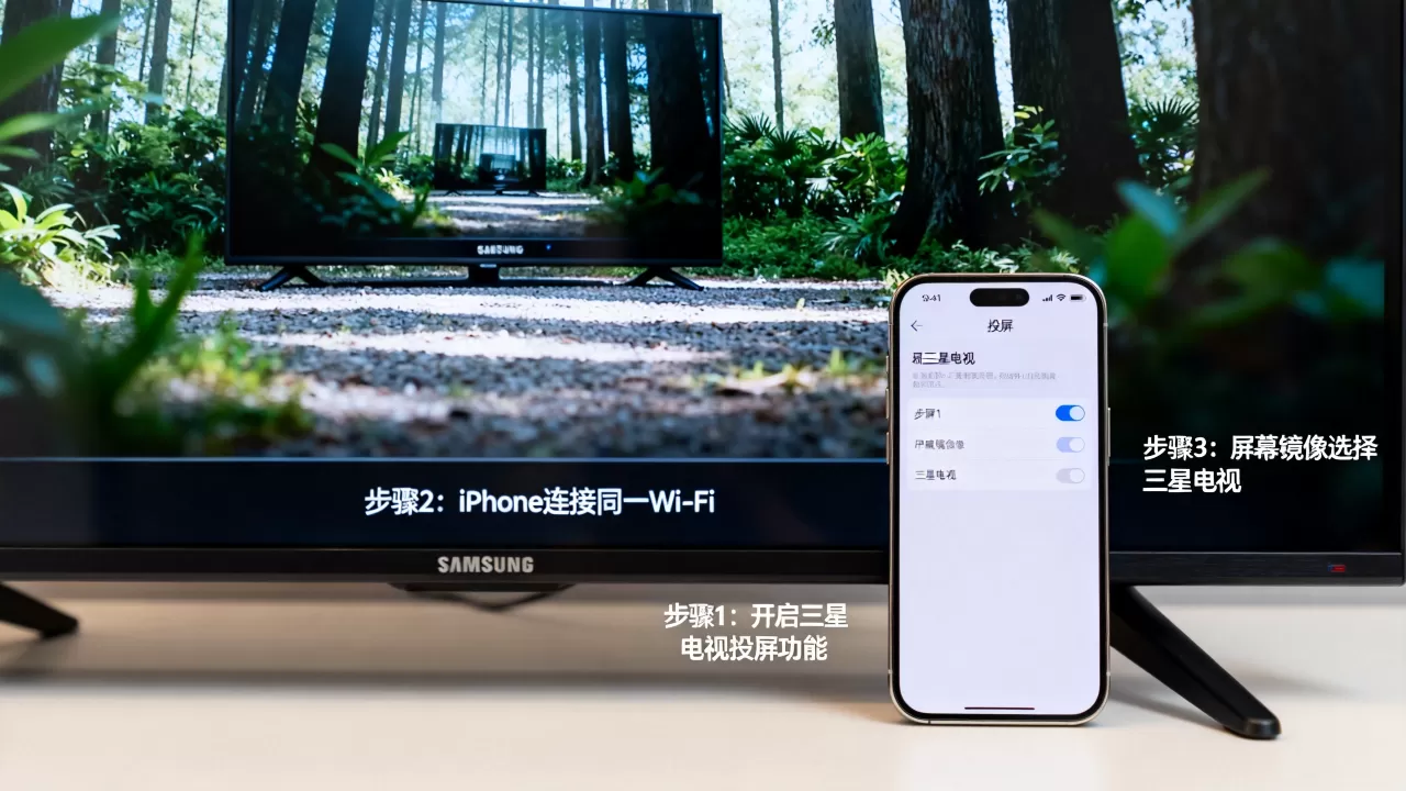 iphone怎么投屏到三星电视机，iphone投屏到三星电视