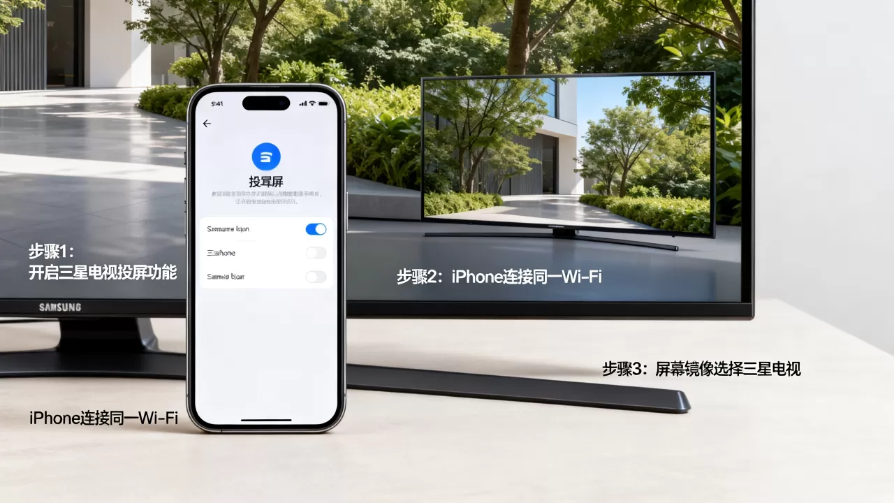 iphone怎么投屏到三星电视机，iphone投屏到三星电视