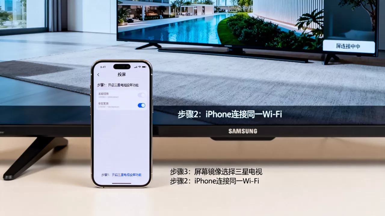 iphone怎么投屏到三星电视机，iphone投屏到三星电视