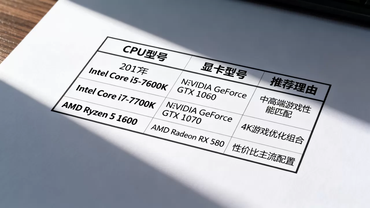 2017年cpu和显卡搭配表格，2017年cpu和显卡搭配推荐