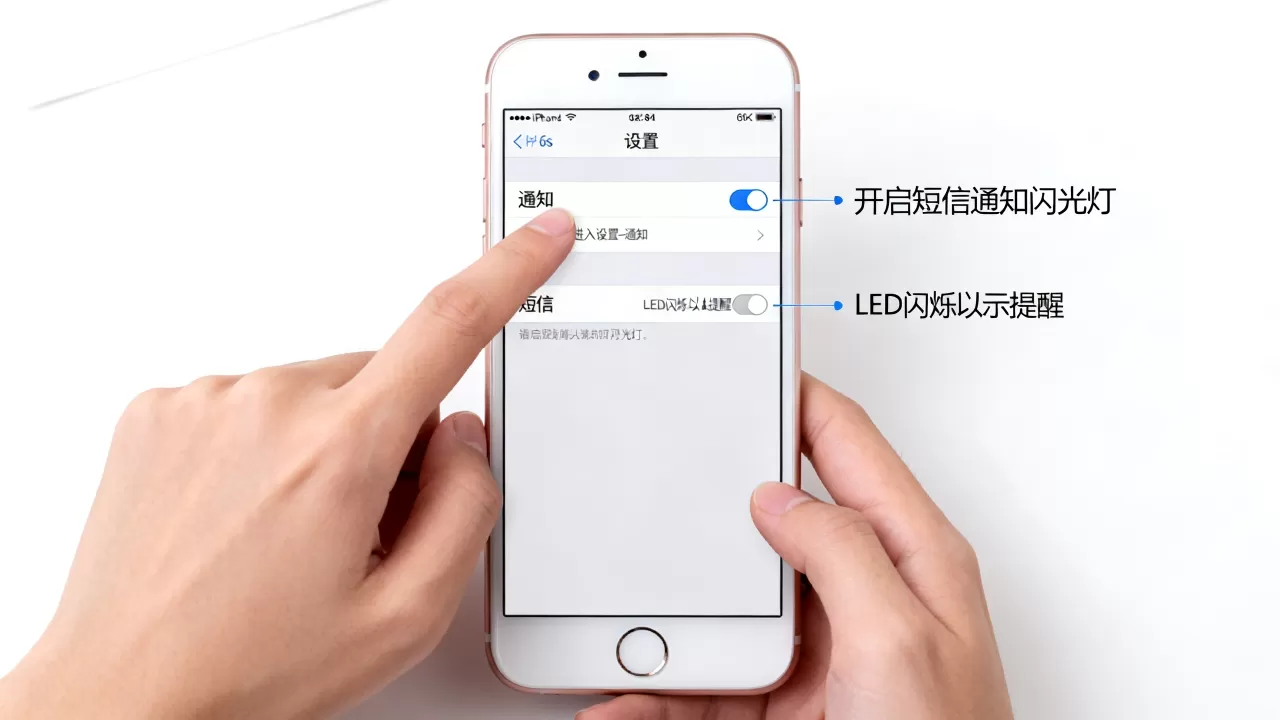 iphone 6s 信息闪光灯怎么设置，苹果手机短信通知闪光灯在哪里开