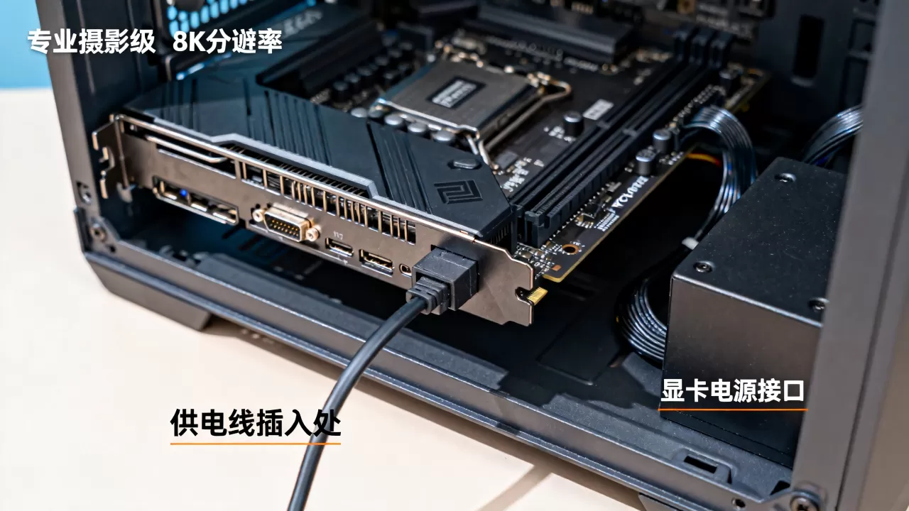 主机显卡电源接口在哪，显卡供电线插哪里