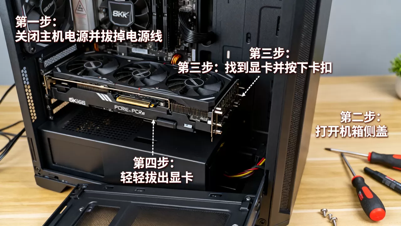 主机显卡怎么拿出来，显卡拆卸教程