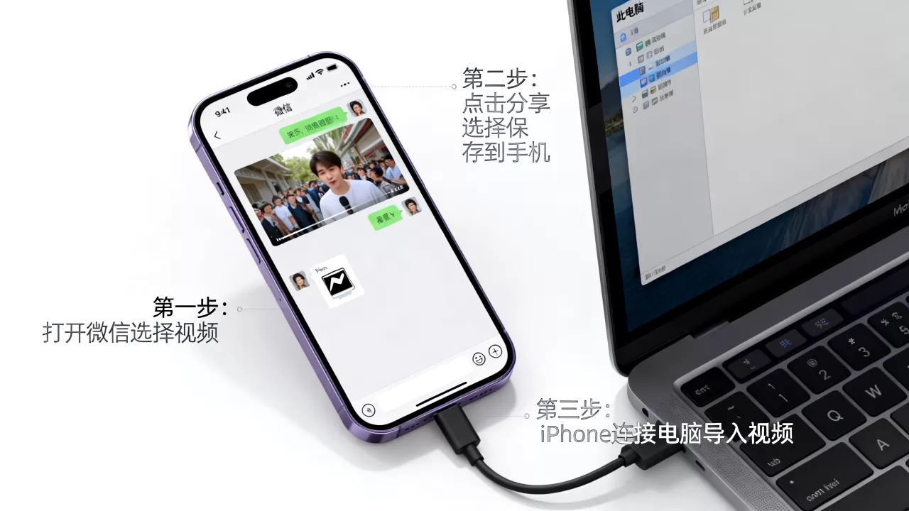 iphone怎么微信发视频怎么下载到电脑，微信视频保存电脑