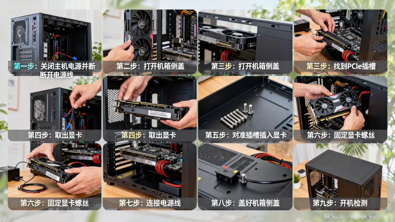台式机显卡怎么安装图解，显卡安装教程