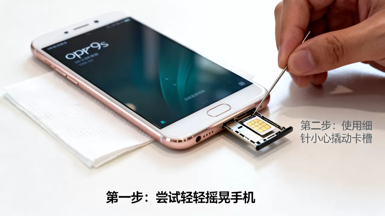 oppor9s为什么卡装进去，手机sim卡插槽卡住取不出怎么办