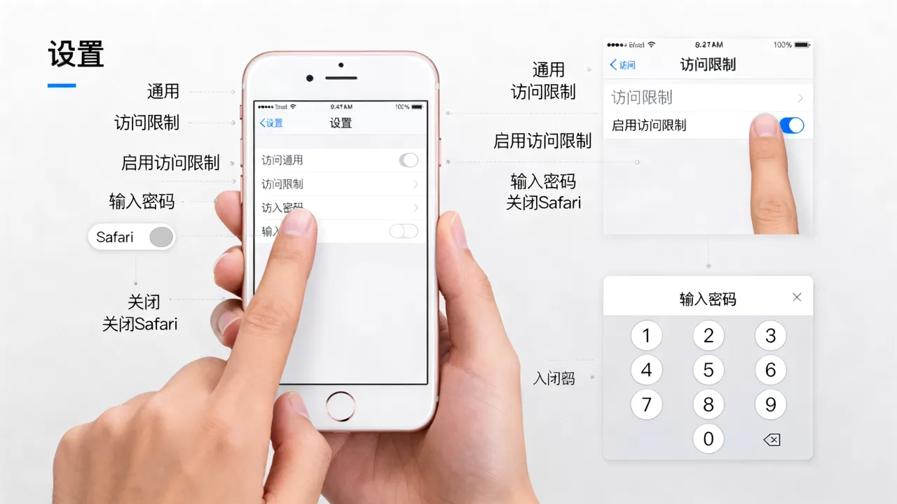 iphone6怎么禁用safari，苹果手机关闭Safari浏览器方法
