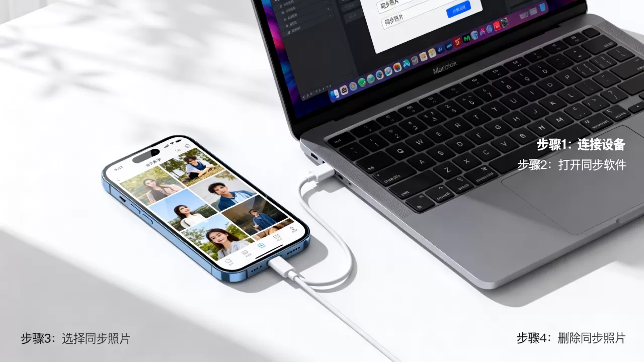 电脑同步到iphone的照片怎么删除，iPhone删除同步照片