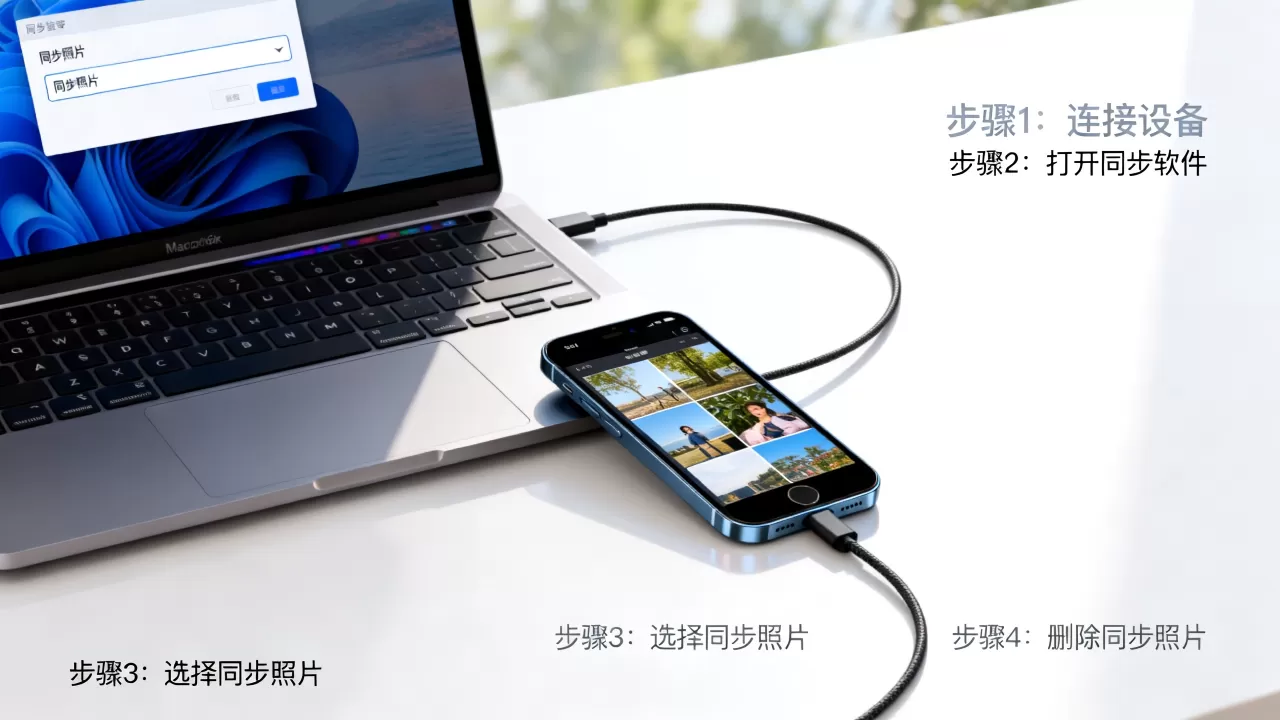 电脑同步到iphone的照片怎么删除，iPhone删除同步照片