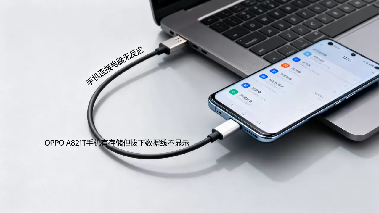 OPPO A821T手机有存储但拔下数据线却不显示,为什么手机连接电脑没反应 OPPO A821T手机有存储但拔下数据线却不显示,为什么手机连接电脑没反应
