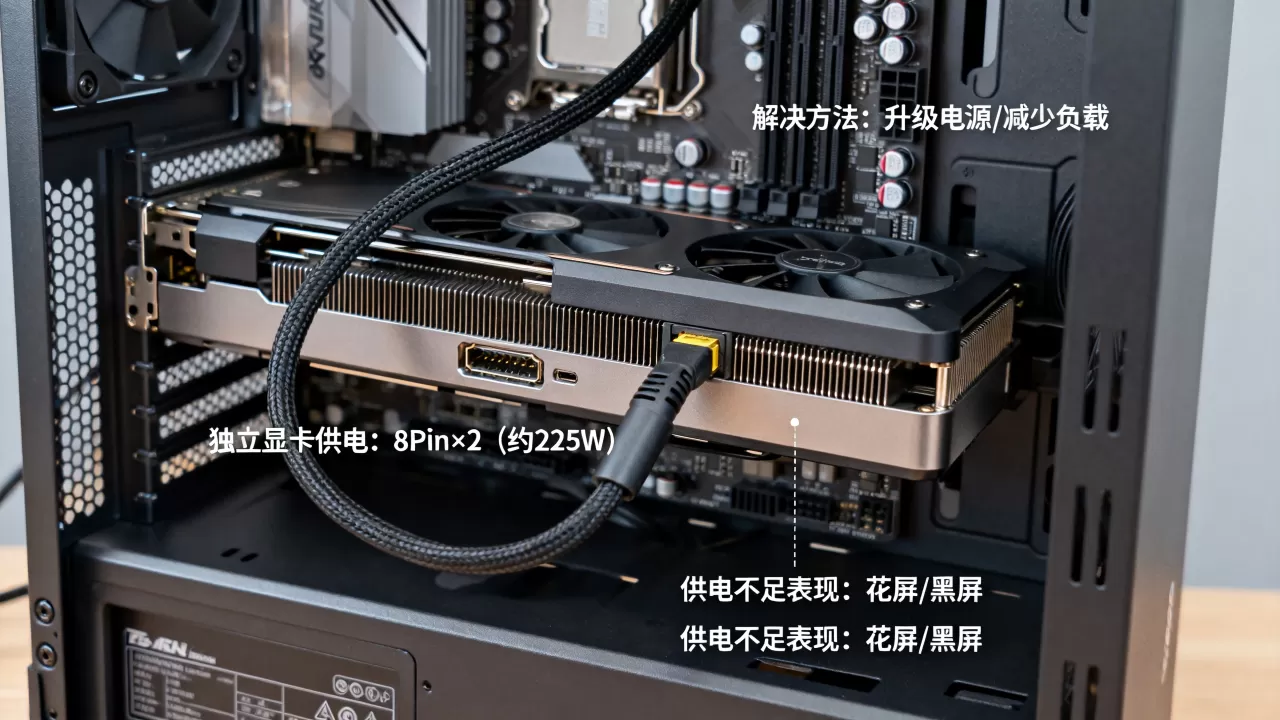 电脑独立显卡供电多少瓦，显卡供电不足怎么办