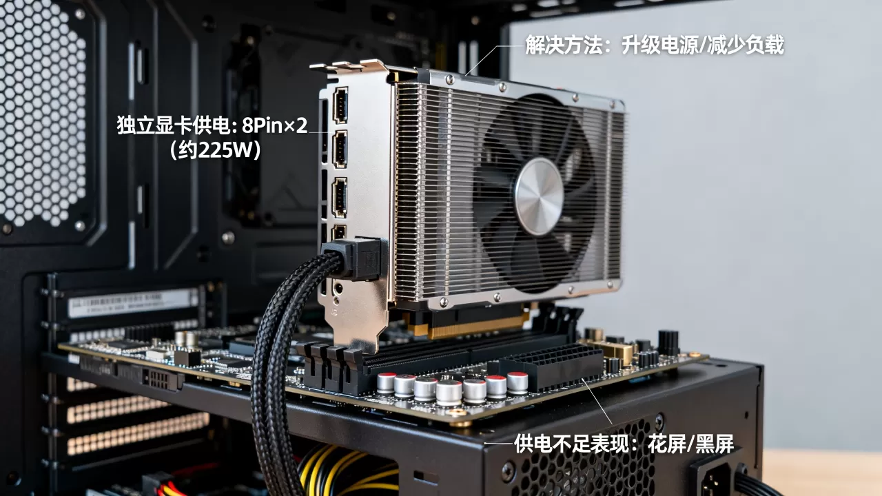 电脑独立显卡供电多少瓦，显卡供电不足怎么办