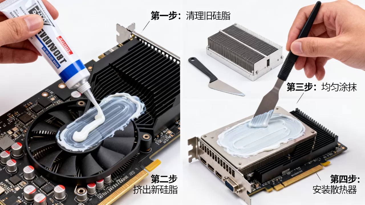 显卡胶质怎么图,显卡散热硅脂涂抹方法及更换教程 显卡胶质怎么图,显卡散热硅脂涂抹方法及更换教程