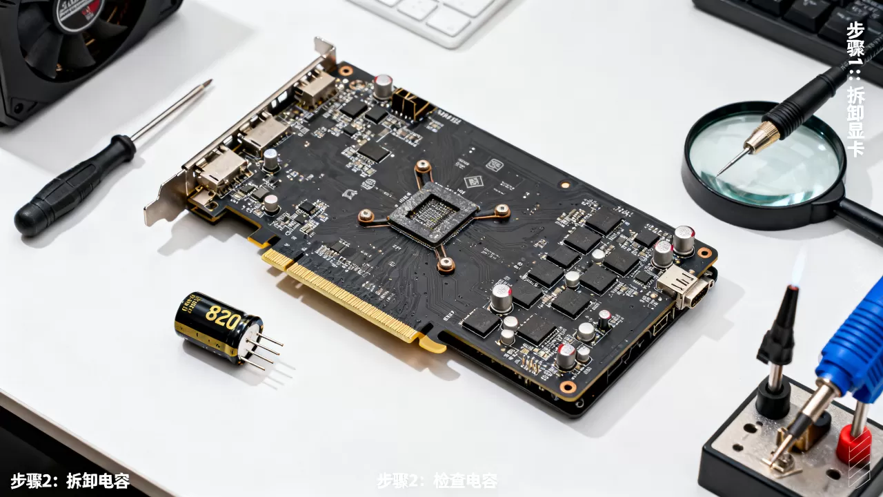 显卡掉个820电容，显卡电容坏了怎么修