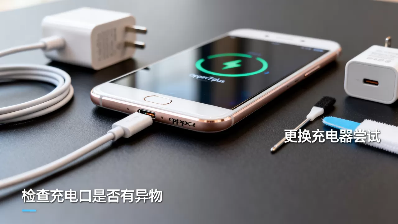 oppor7plus充电没反应怎么办，手机充电充不进
