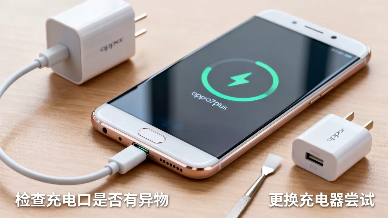 oppor7plus充电没反应怎么办，手机充电充不进