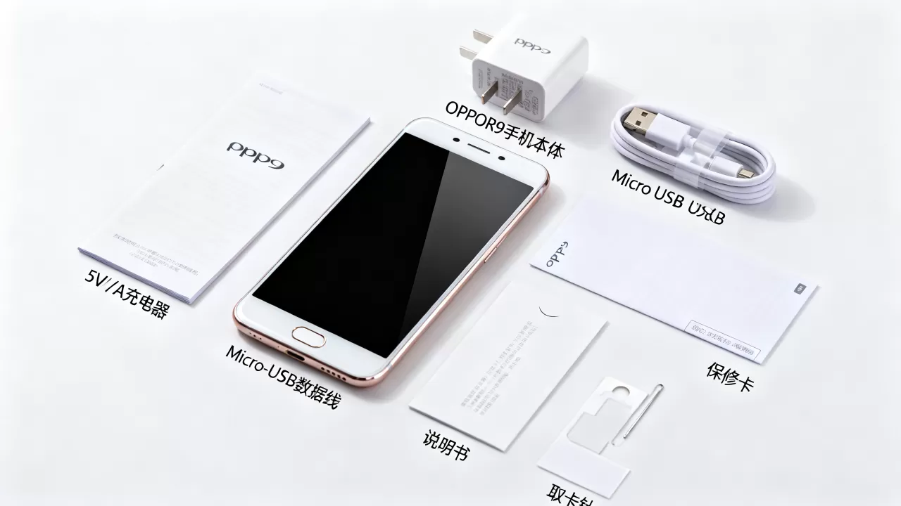 OPPOR9盒子里什么配件，OPPOR9手机标配配件清单