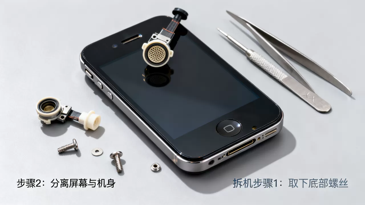 iphone4s听筒坏了怎么修，iphone4s拆机换听筒教程