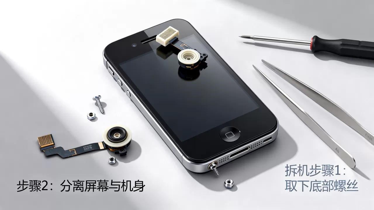 iphone4s听筒坏了怎么修，iphone4s拆机换听筒教程