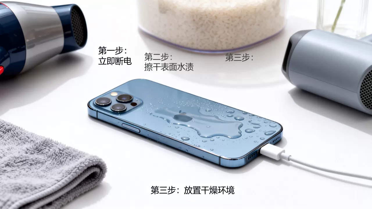 iPhone进水后充电没反应怎么办？苹果手机进水不开机怎么办