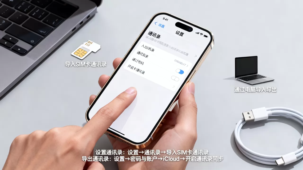 iphone怎么设置通讯录，iphone通讯录导入导出