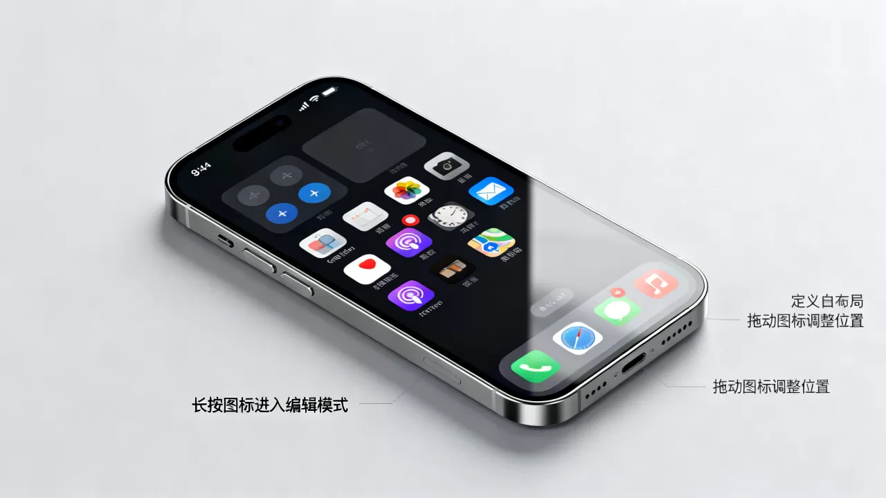 不越狱iphone图标随意摆，iphone怎么自定义图标布局