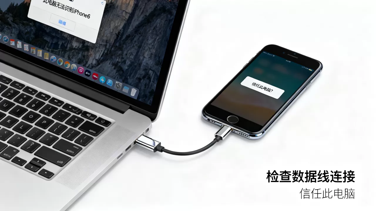 电脑无法识别iphone6怎么办，iphone6电脑不显示