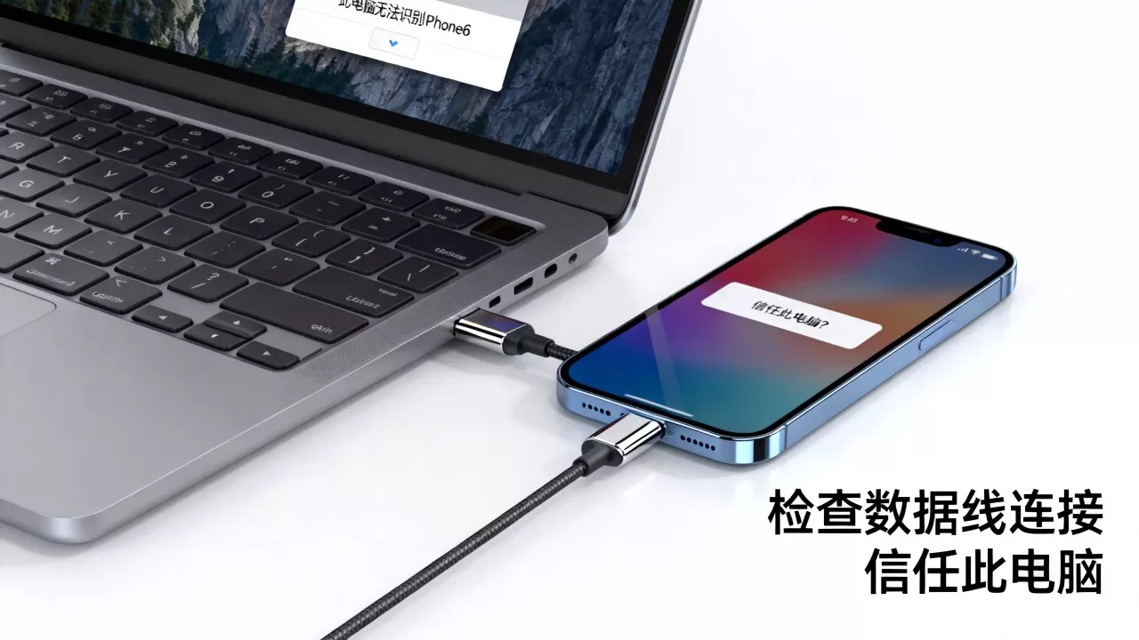 电脑无法识别iphone6怎么办，iphone6电脑不显示