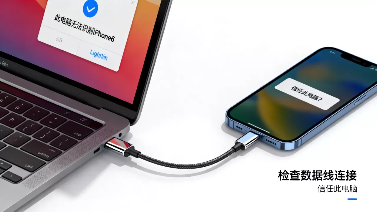 电脑无法识别iphone6怎么办，iphone6电脑不显示