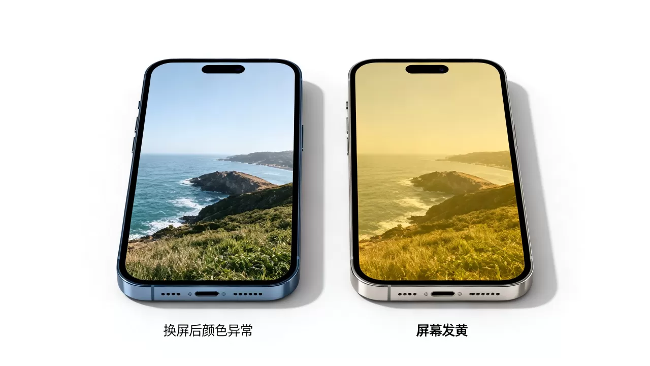 iphone换屏后颜色不正怎么回事，iphone换屏后屏幕发黄