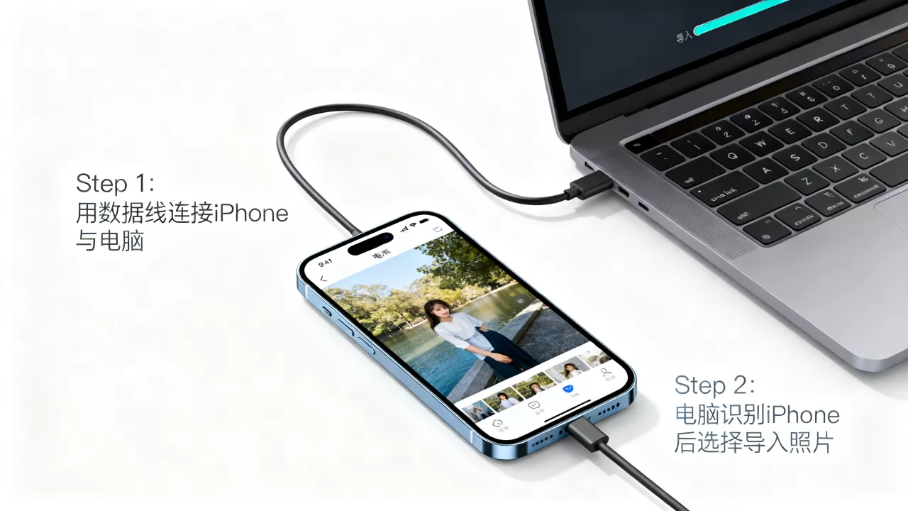 iphone手机怎么导入照片，iPhone导入照片到电脑
