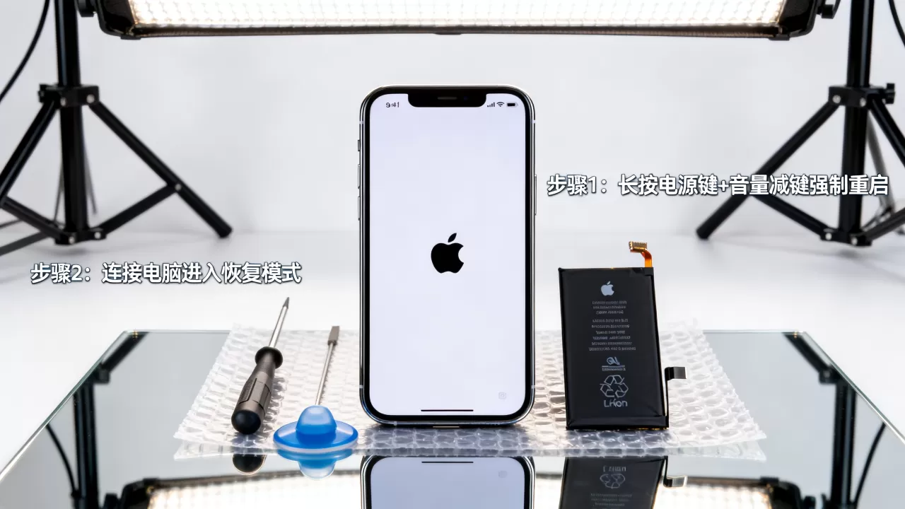 iphone白苹果换电池后重启怎么办，iphone白苹果解决方法