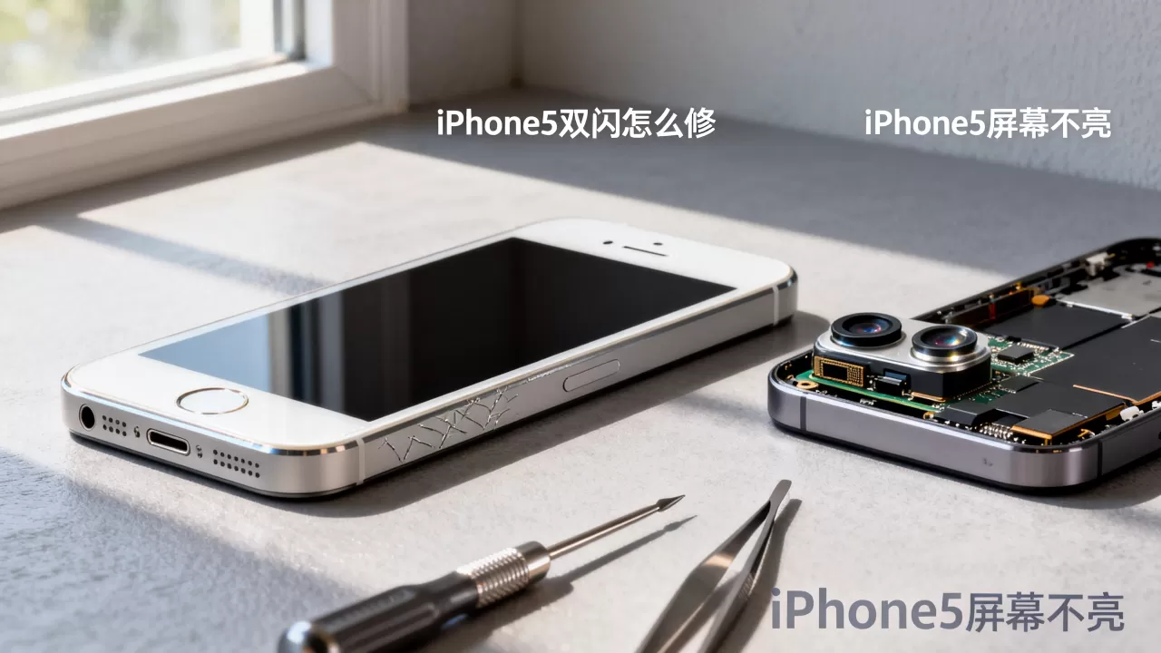 iPhone5双闪怎么修，iPhone5屏幕不亮