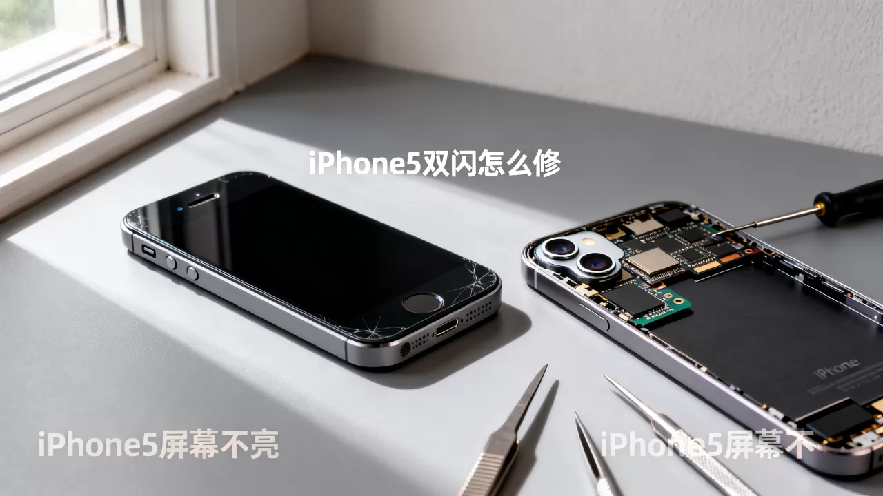 iPhone5双闪怎么修，iPhone5屏幕不亮