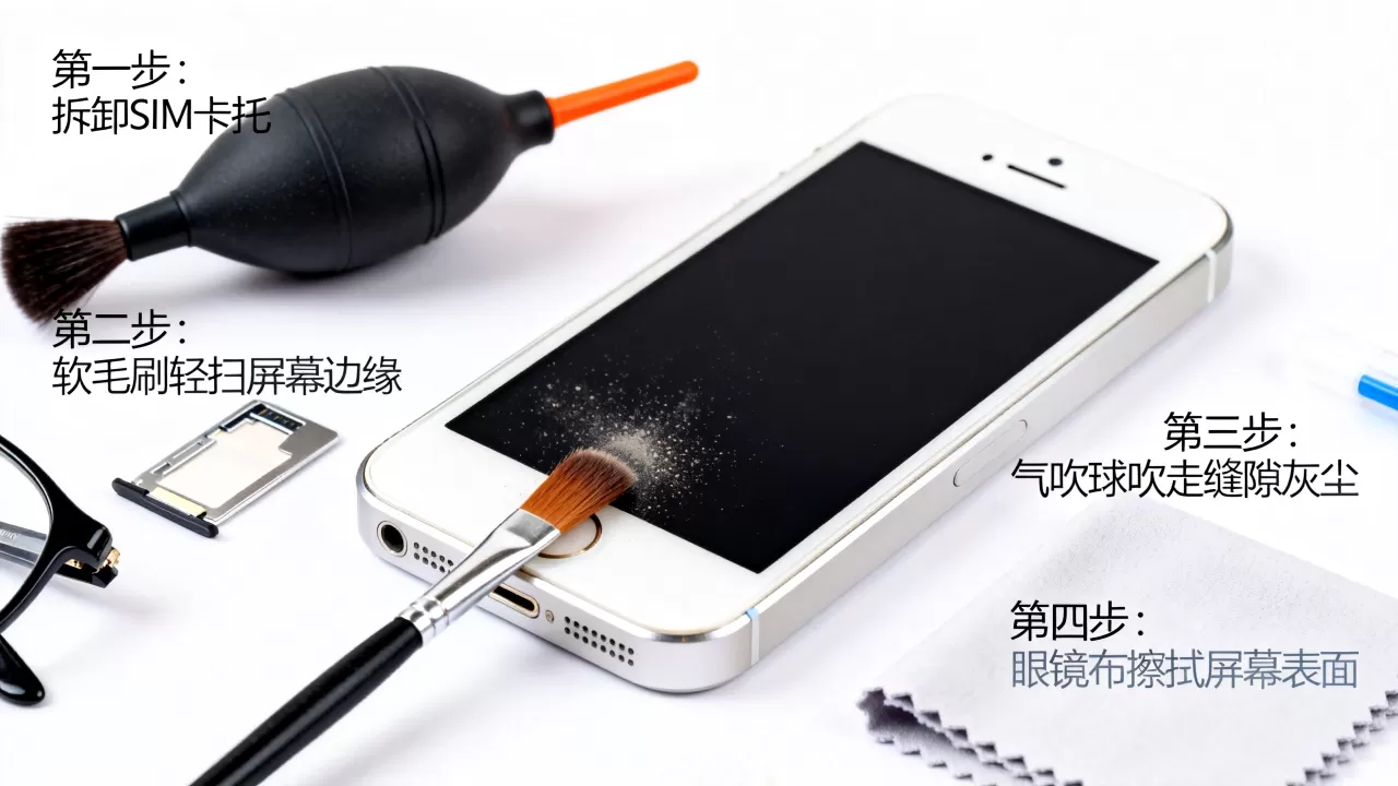 iphone5s清灰教程，iPhone5s屏幕进灰怎么清理