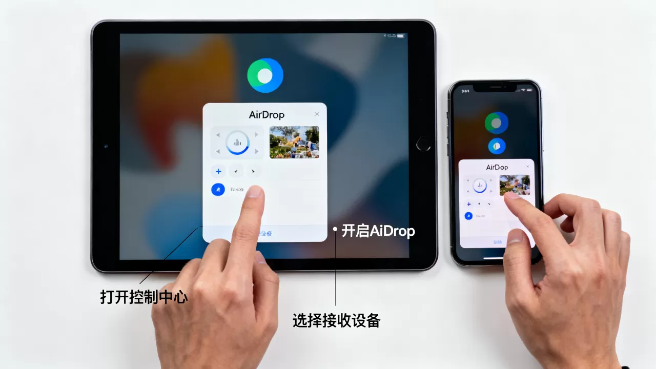ipad和iphone怎么互传文件，苹果设备间快速传照片