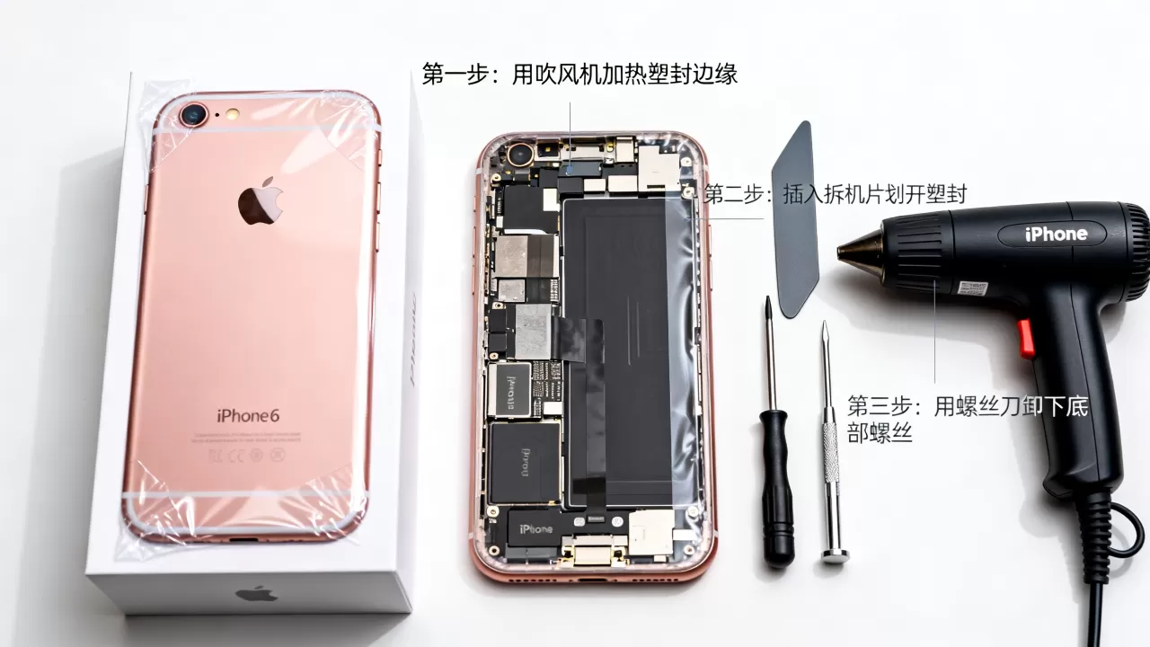 iphone6塑封怎么拆不伤手机，iphone6拆机工具