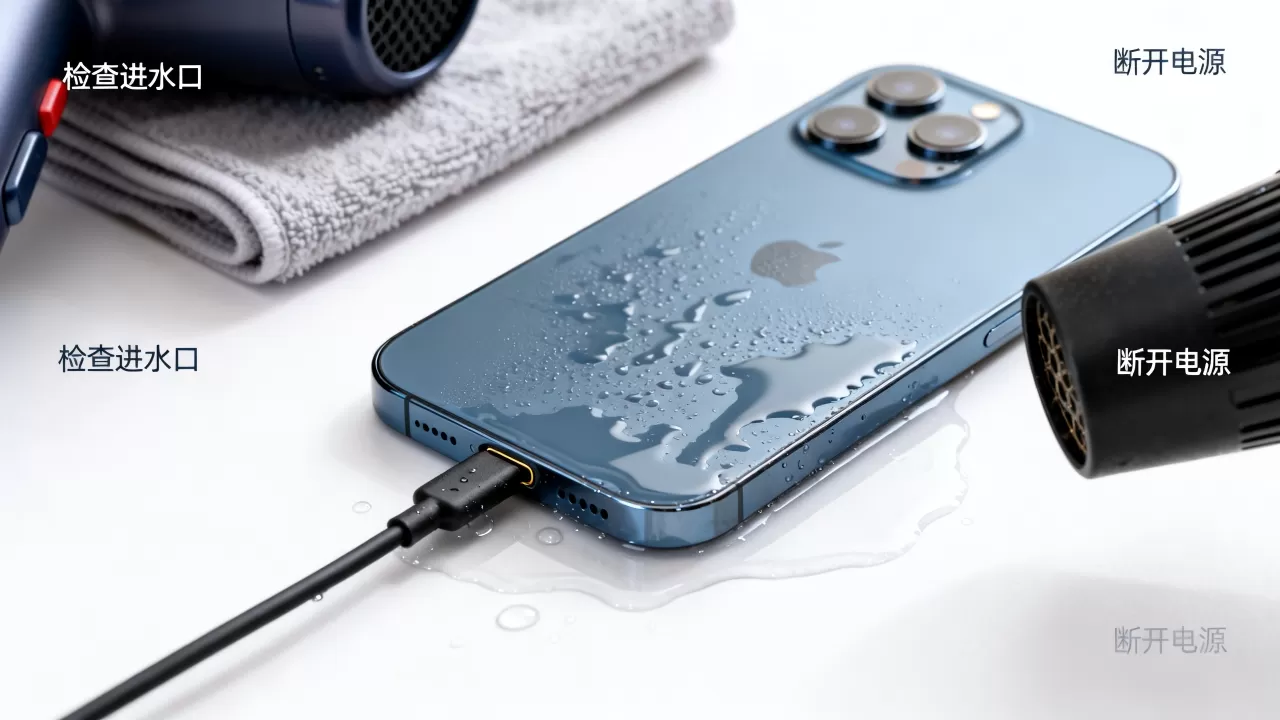 iphone进水漏电怎么办，iphone进水漏电