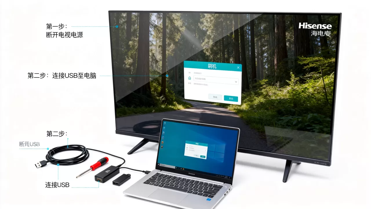 海信理工男刷机教程，海信电视刷机变砖怎么修复