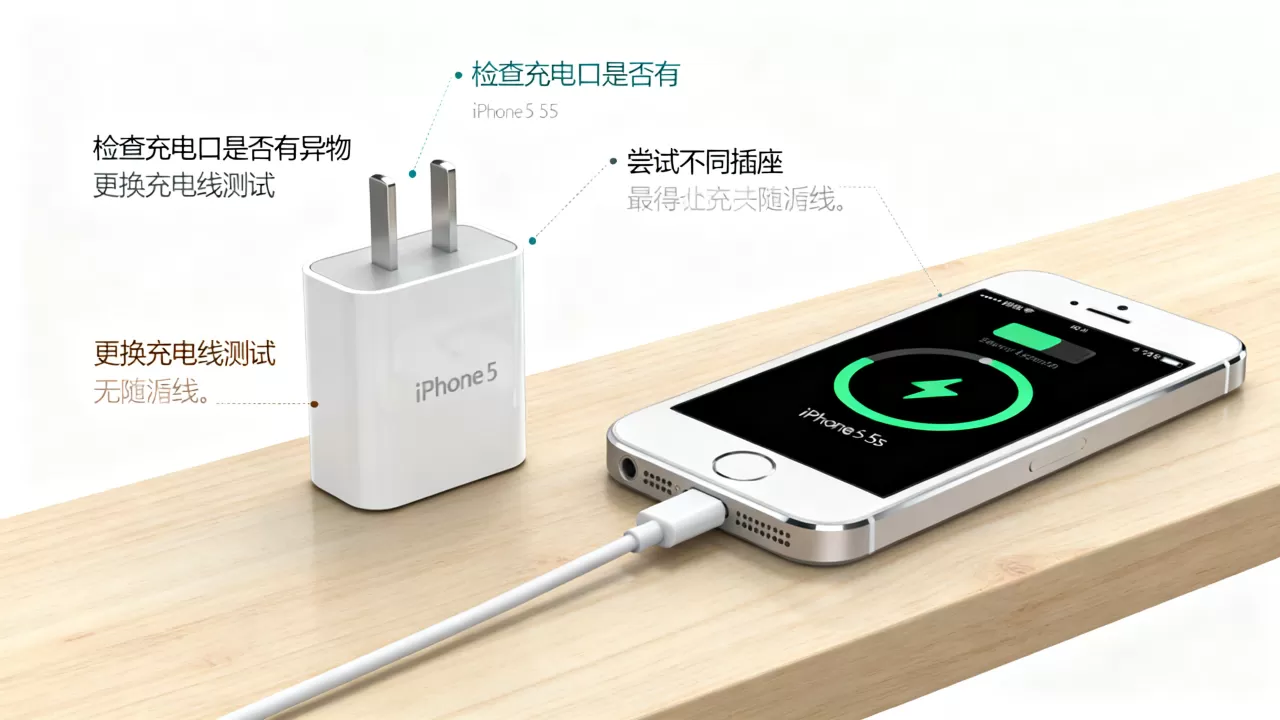 iphone5 5s充电器不充电怎么办，iphone5s充电器