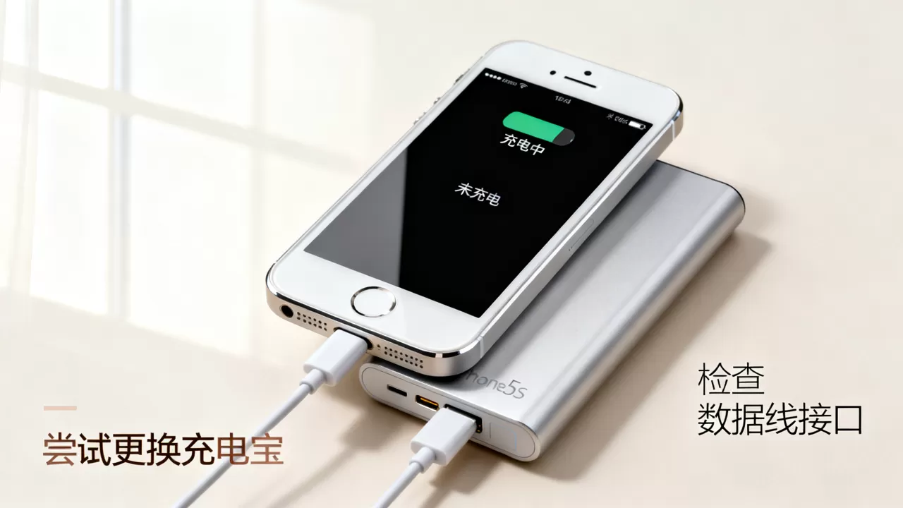 iphone5s用充电宝充电充不进怎么办，iphone5s充电宝