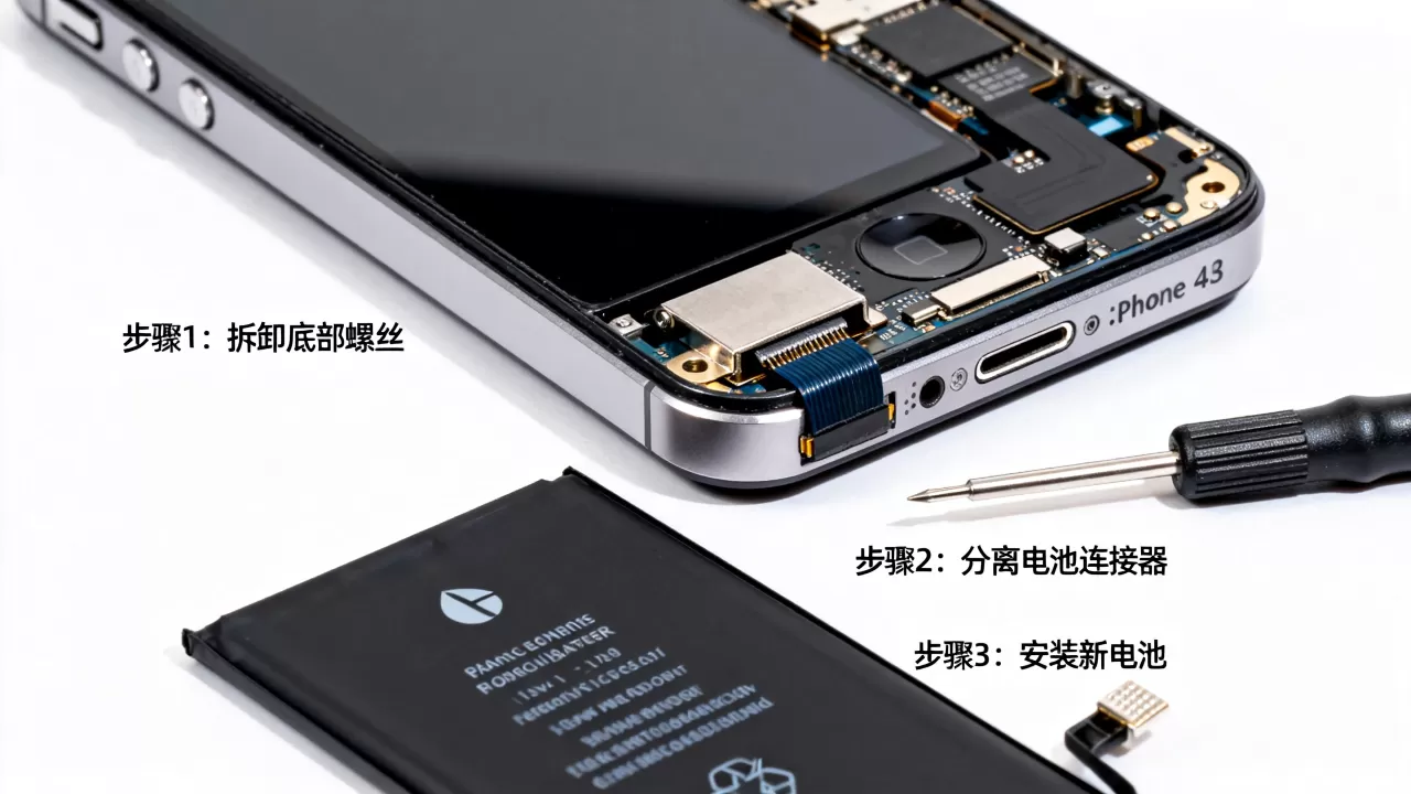 iphone4s电池连接器坏了怎么修，iphone4s电池更换